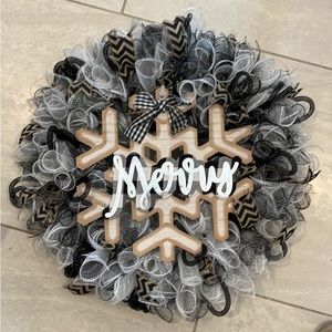 New 20” Merry snowflake holiday handmade wreath